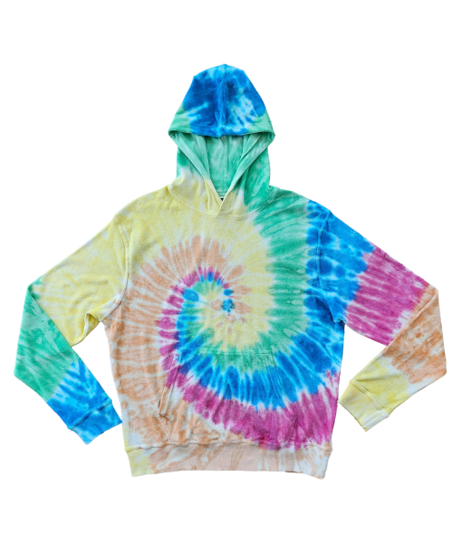 TIE DYE TERRY KNIT UNISEX HOODED SWEATSHIRT - 100% COTTON